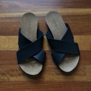 🌵Esprit Black Crisscross Slip On Sandals